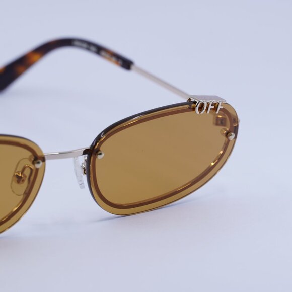 Off-White OERI13M MIAMI 7662 Sunglasses Gold Oval Frame, Caramel Lenses main image 10